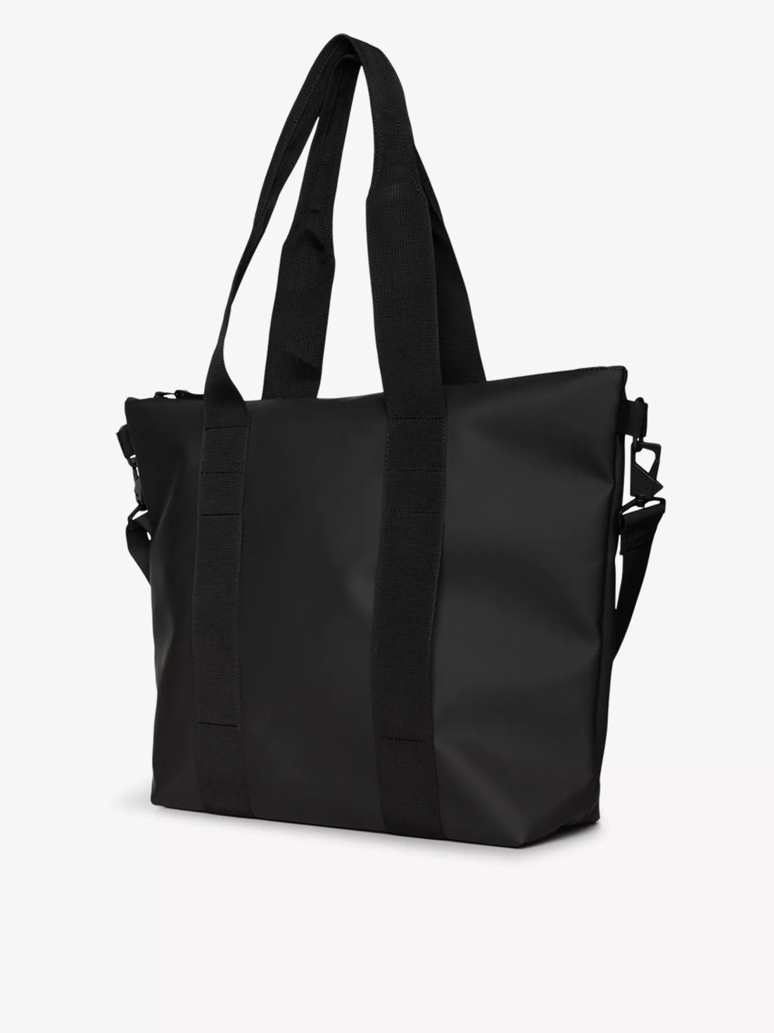 Black Waterproof Coated Fabric Zip Top Tote Bag