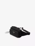 Black Rectangular Nylon Belt Bag with Triangle Metal Logo