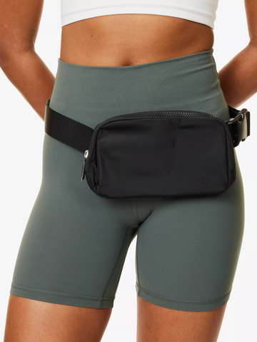 Black Nylon Adjustable Strap Rectangular Belt Bag