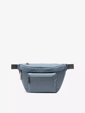 Blue Diamond Pattern Polyester Multi-Pocket Belt Bag