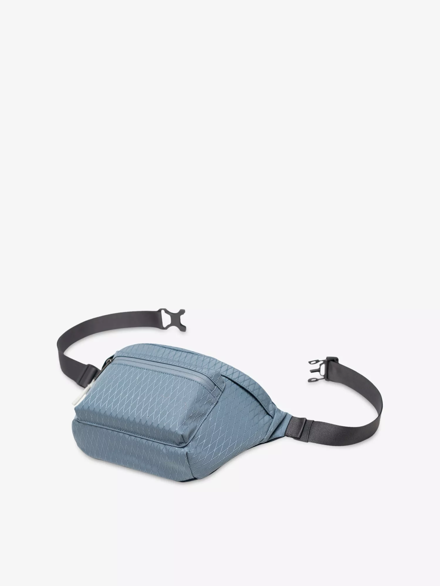 Blue Diamond Pattern Polyester Multi-Pocket Belt Bag