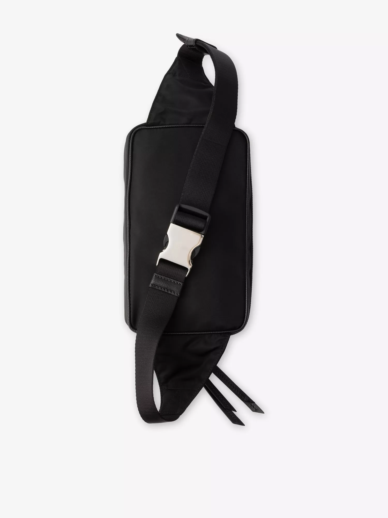 Black Rectangular Nylon Belt Bag with Triangle Metal Logo