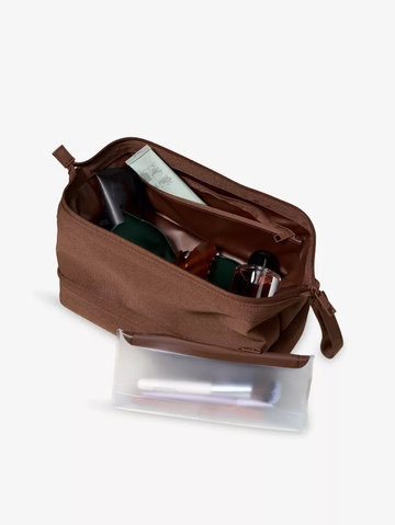 Brown Polyester Water Resistant Travel Toiletry Bag