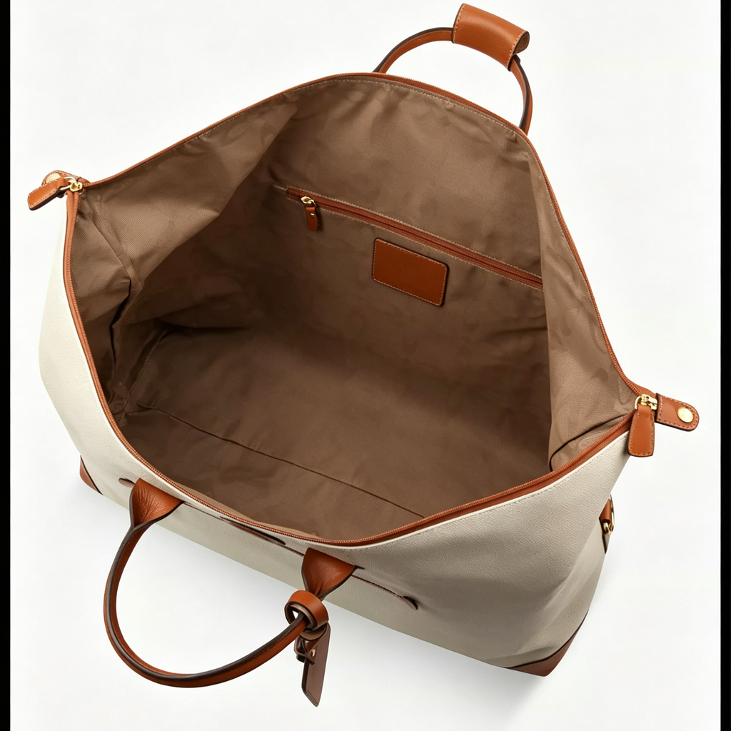 Cream Water Resistant Embossed PVC Weekend Holdall Bag