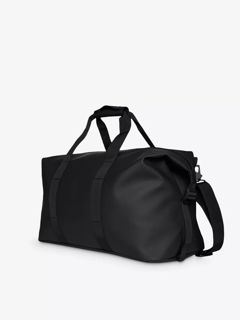 Black Waterproof Coated Polyester Duffle Travel Bag