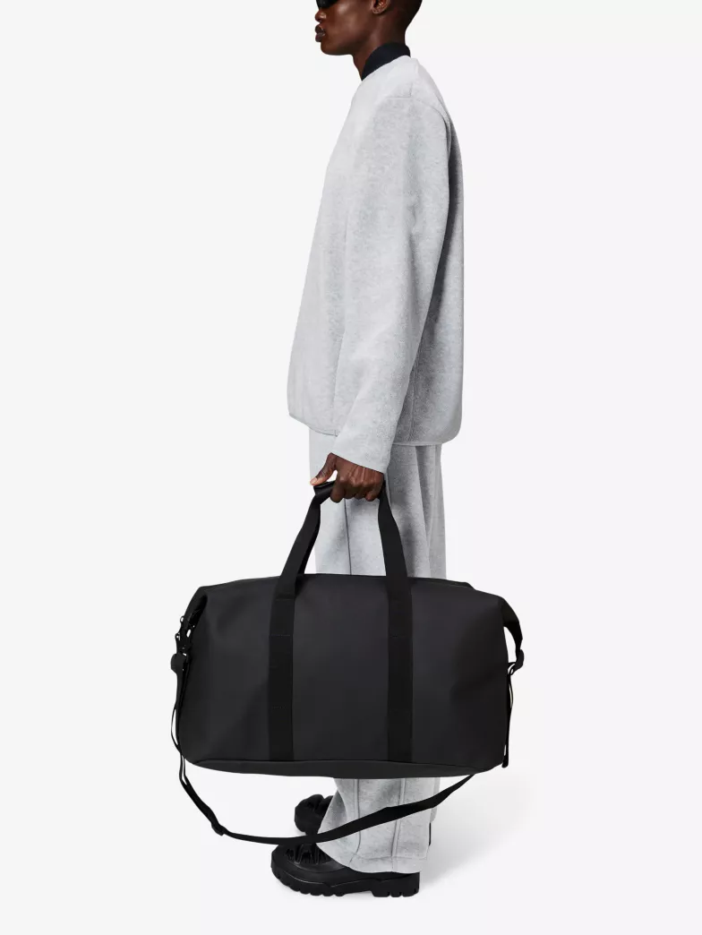 Black Waterproof Coated Polyester Duffle Travel Bag