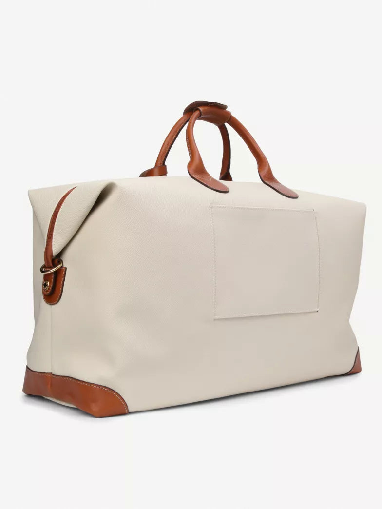 Cream Water Resistant Embossed PVC Weekend Holdall Bag