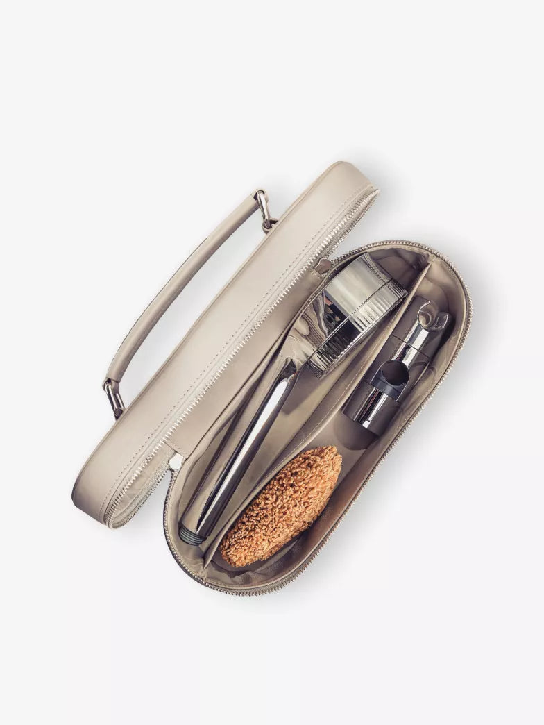 Light Beige Vegan Leather Waterproof Travel Toiletry Case