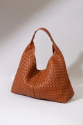 Handwoven Brown Leather Oversized Boho Hobo Shoulder Bag