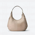 Ash Gray Leather Convertible Hobo Bag