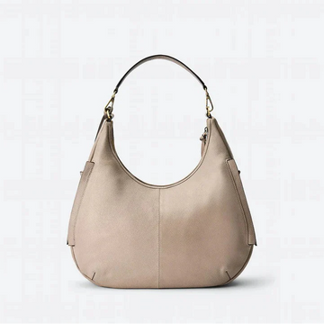 Ash Gray Leather Convertible Hobo Bag